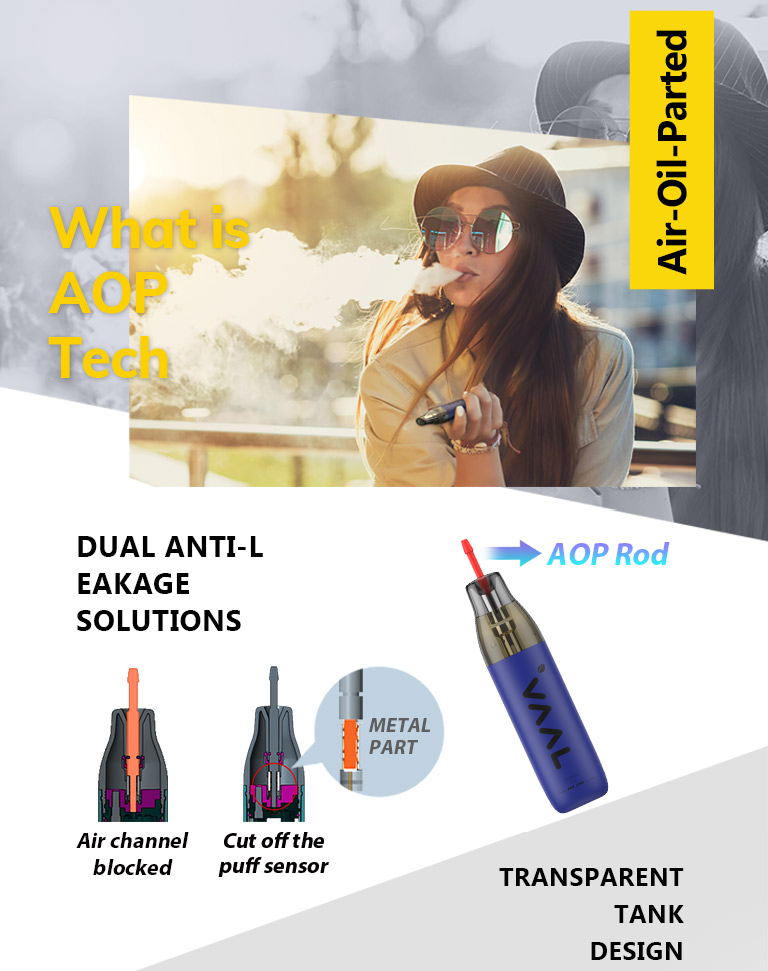 The Air-Oil-Parted Technology is the latest innovative separation technology from JWEI Group, which will avoid any leakage during delivery or storage. Supported by the larger battery, the flavored e-juice inside can be used till the last drip. In addition, the simple act of unplugging won't affect your pleasant vaping enjoyment.