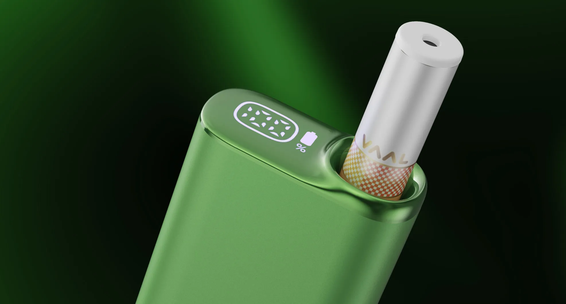 Hidden percentage battery indicator close-up on VAAL Slim Box